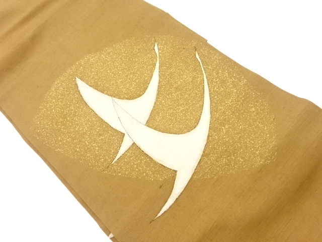 JAPANESE KIMONO / VINTAGE NAGOYA OBI / KINSAI / TSUMUGI / CRANES